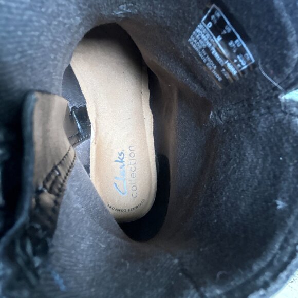 Clarks Maye Ease Ankle Boot Womens 7M Black Leather Block Heel Comfort Zip Up - Picture 5 of 11